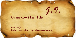 Greskovits Ida névjegykártya